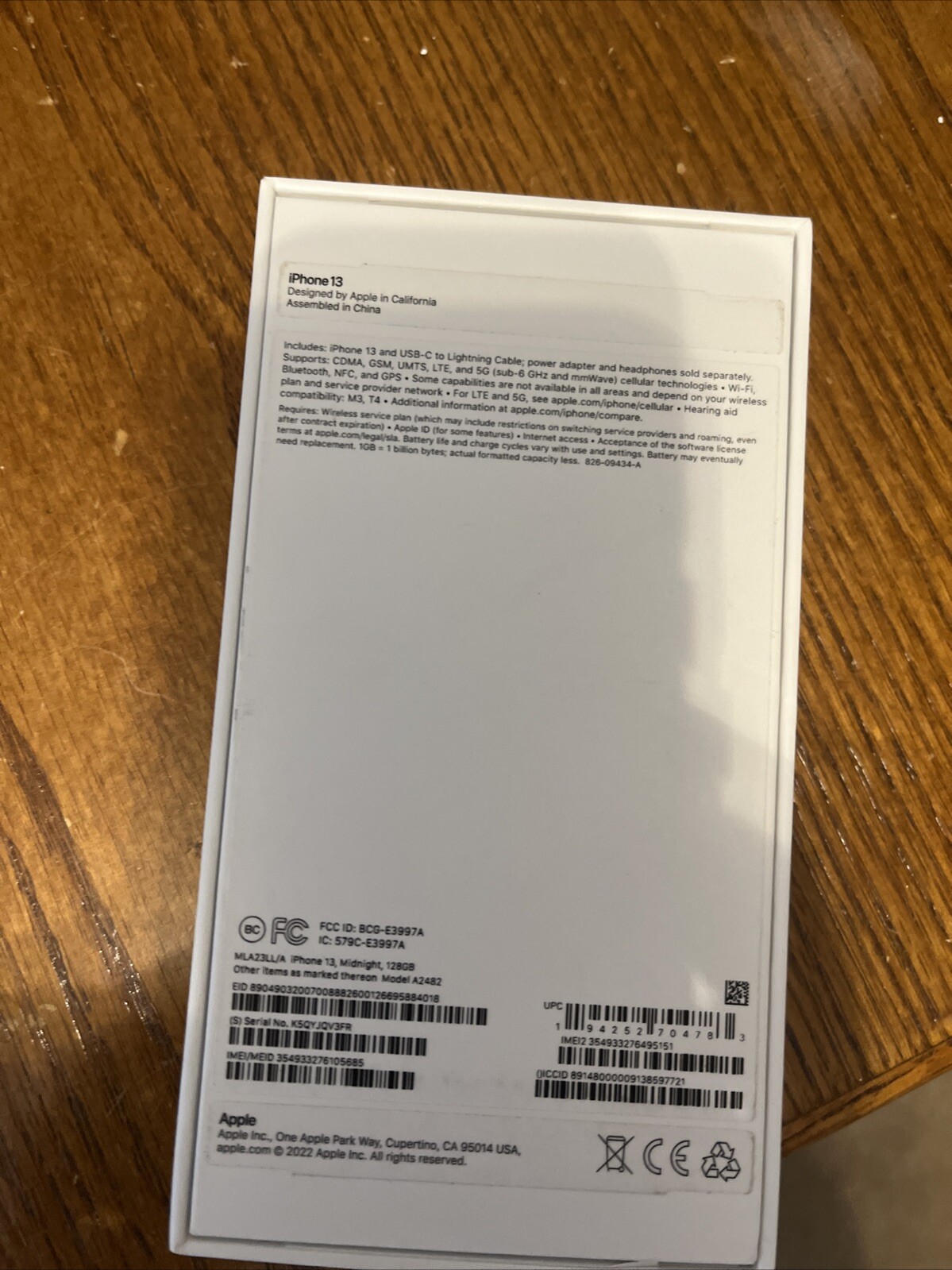 Apple iPhone 13 Midnight 128GB Empty Box Only