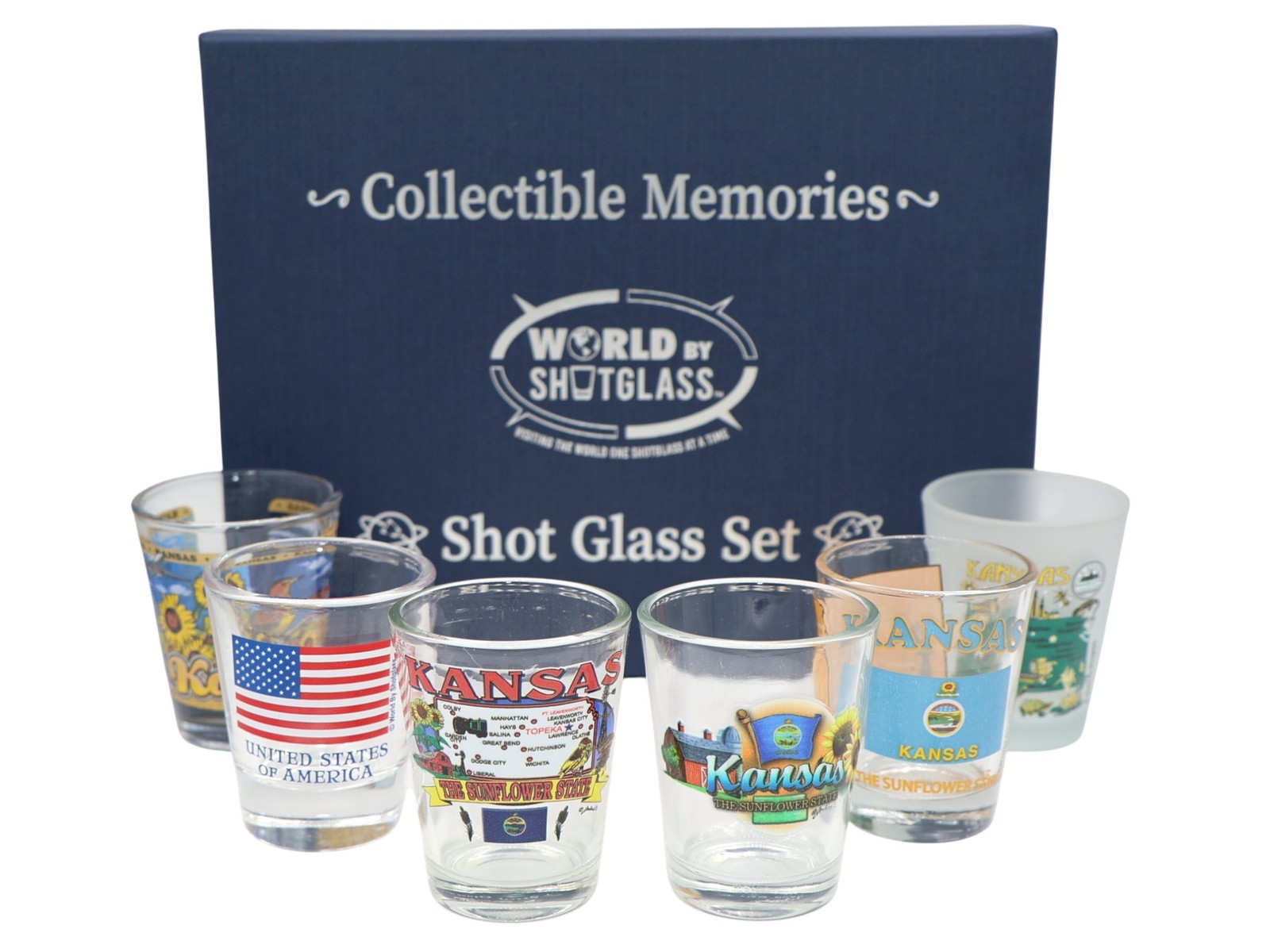 Kansas United States USA Souvenir Boxed Shot Glass Set (Set of 6)