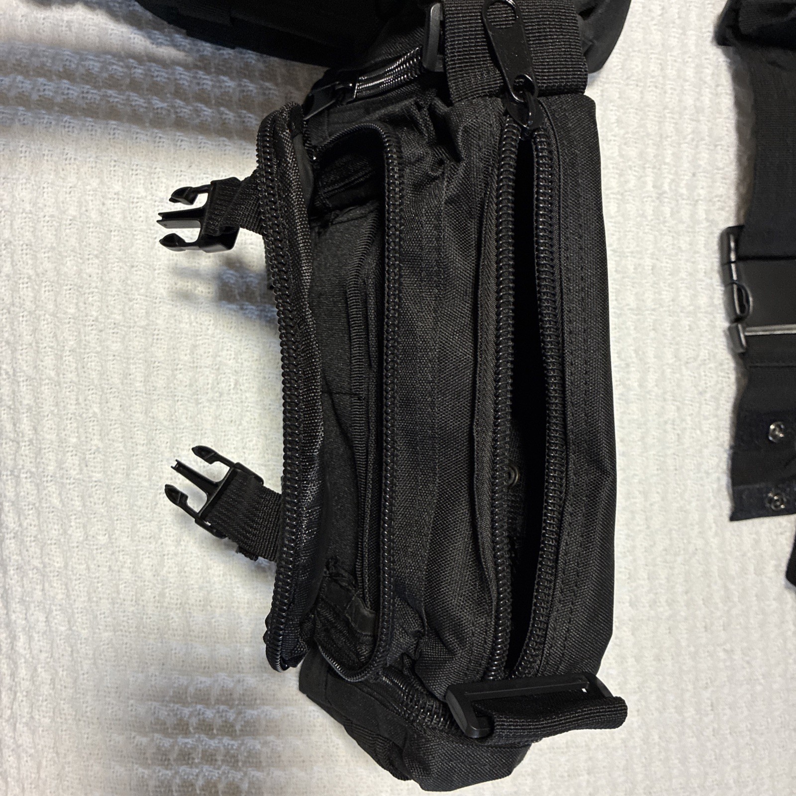 2 Black Bags Nylon Small 5 Pockets With Straps New