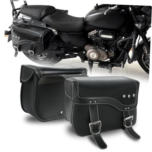 Motorcycle Saddlebags - Universal Leather Rear Saddle Bag | 30L Large