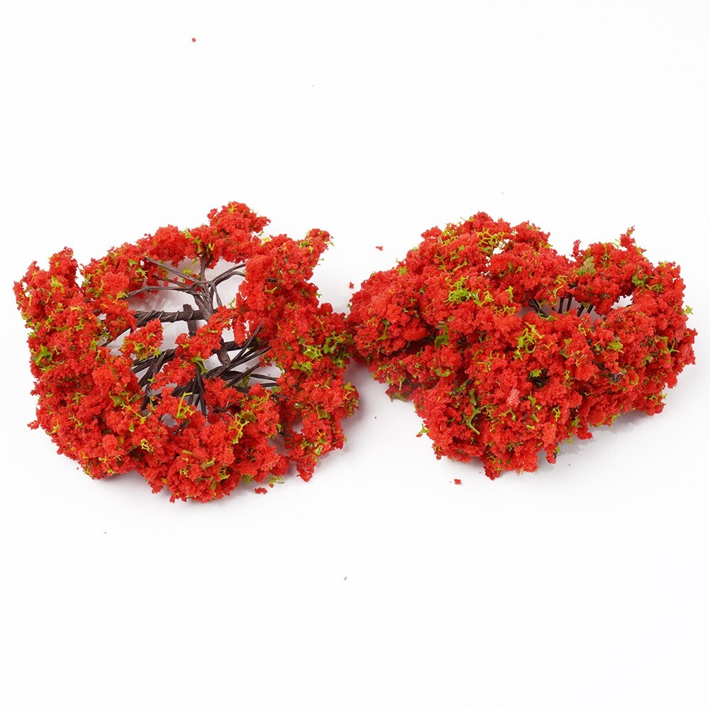 10X Red Flowers Model Trees Model Train Diorama Garden Scenery 4cm Flower Tree