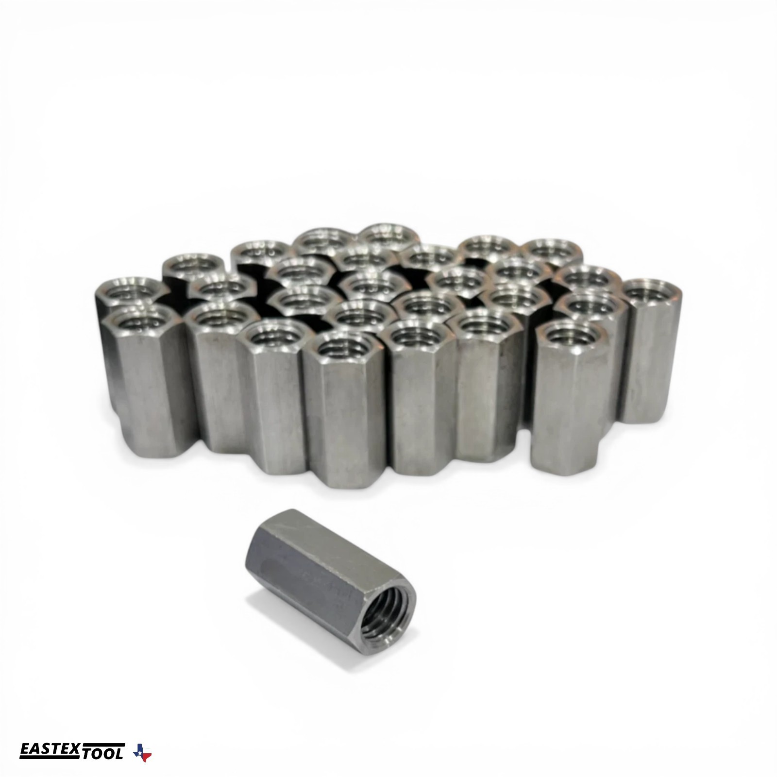 HEX COUPLING NUT 1/2-13 X 1-1/4'' LONG , STAINLESS STEEL , BOX OF 20