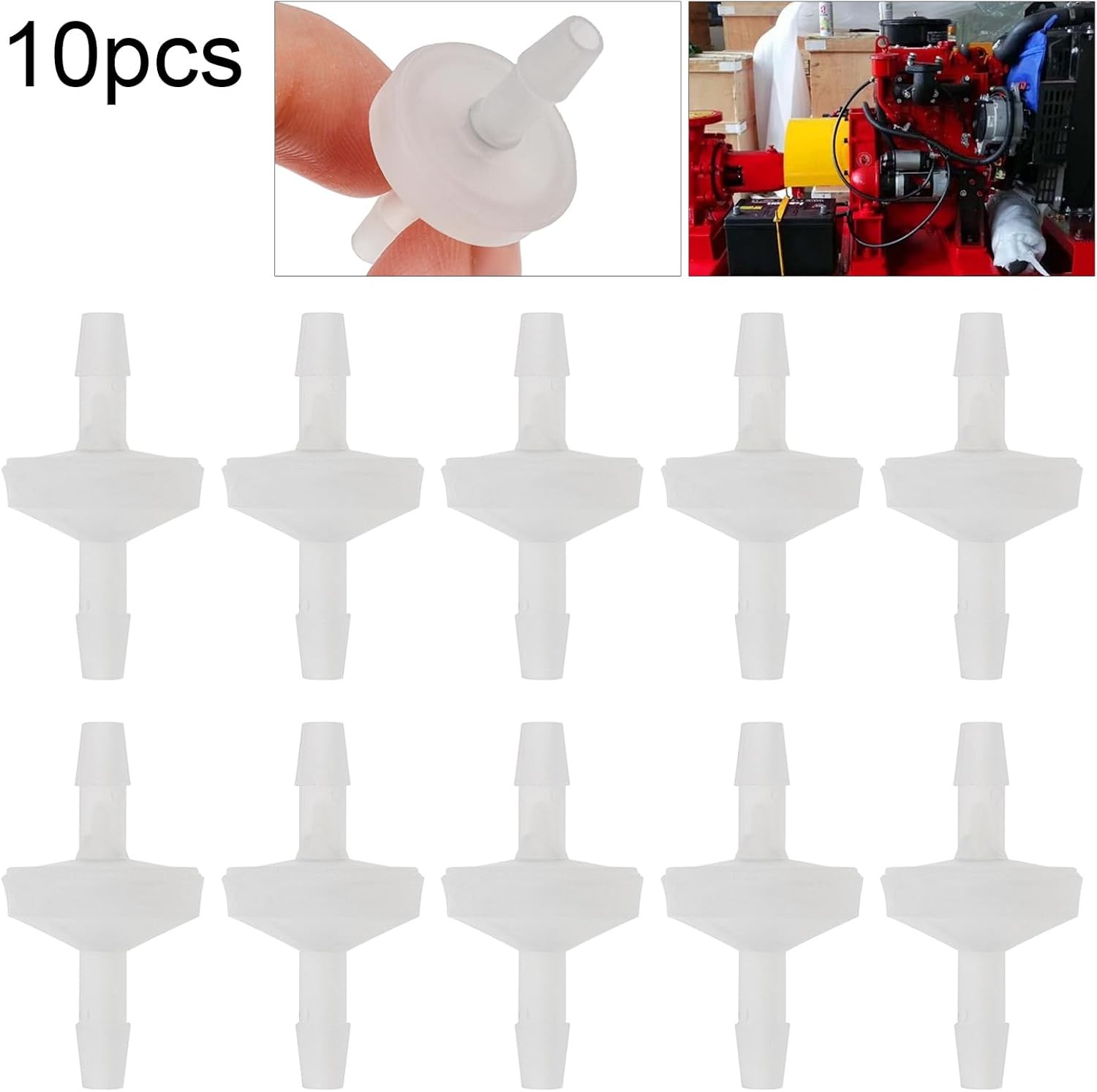 1/4" Plastic Check Valves 10pcs, One Way Barb Hose Inline Non Return Valve fo...