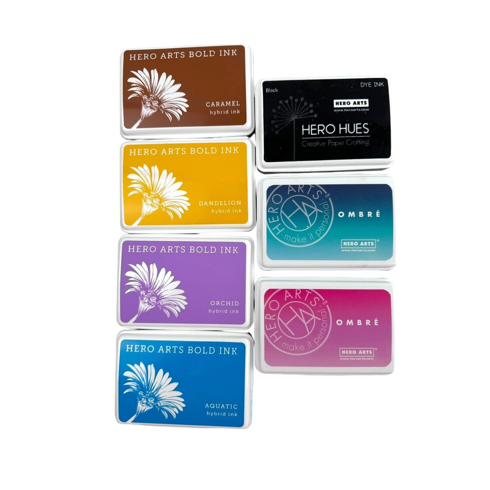 Hero Arts 4 BOLD INK, 1 BLACK & 2 OMBRE Full Sized Pads Preowned