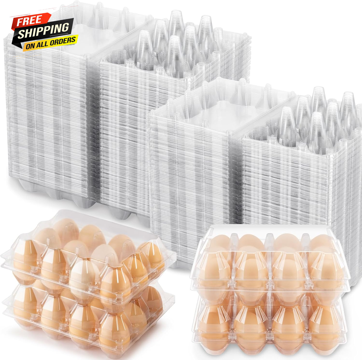 100 Packs Egg Cartons Cheap Bulk，Plastic for 12 Eggs, Clear Egg Cartons 💪