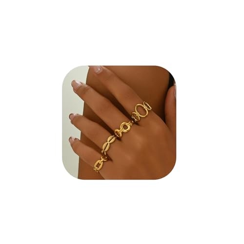 Trendy Knuckle Rings Set for Women Dainty Stackable Joint Finger A-Gold-4Pcs