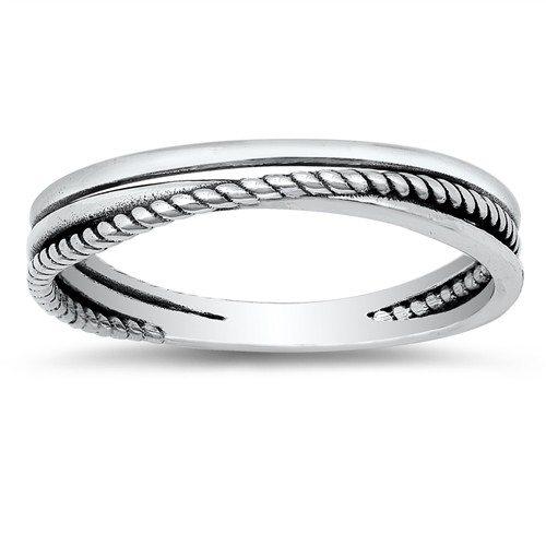 Criss Cross Knot Rope Design Stacking Ring 925 Sterling Silver Band Sizes 4-10