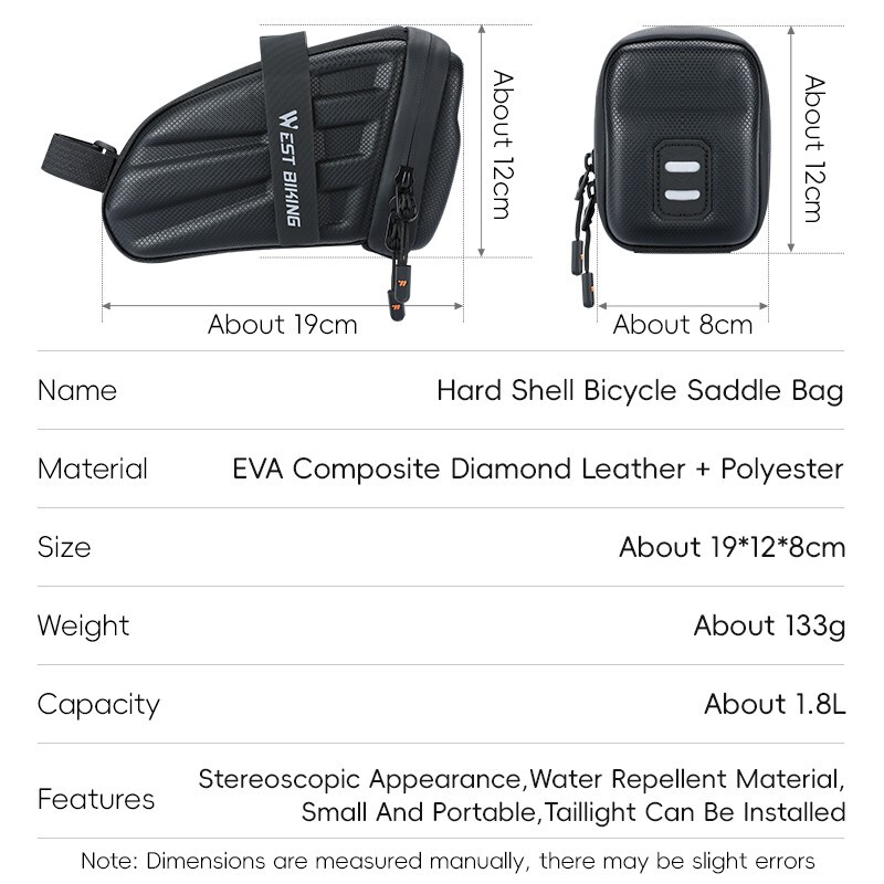 WEST BIKING Bicycle Saddle Bag EVA Carbon Pattern Hard Shell Bike Seat Tail Bag