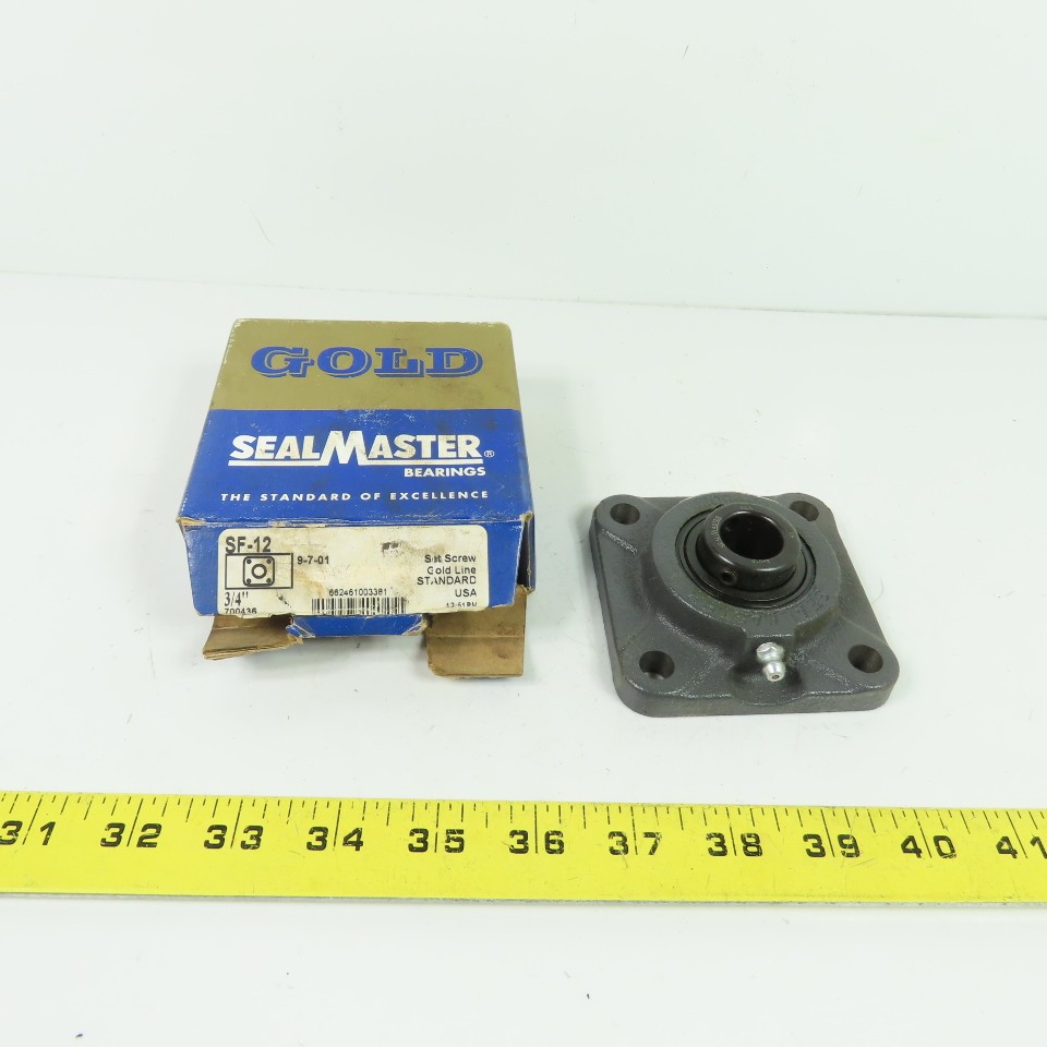 Sealmaster SF-12 3/4" Bore 4-Bolt Flange Mounted Ball Bearing Gold Line NEW