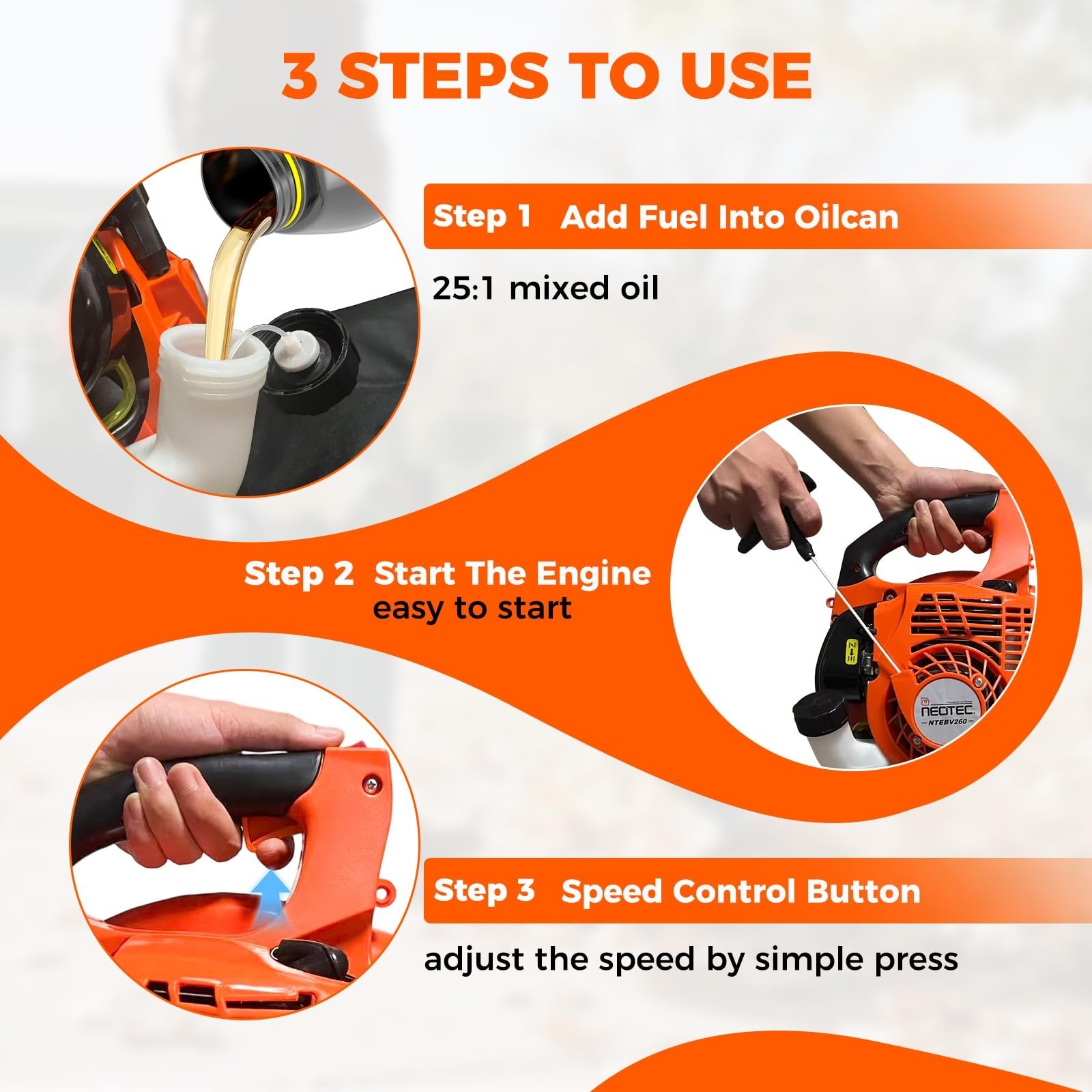 25.4CC 2-Stroke Handheld Leaf Blower Gas Powered Heavy Duty Grass Yard Clean New