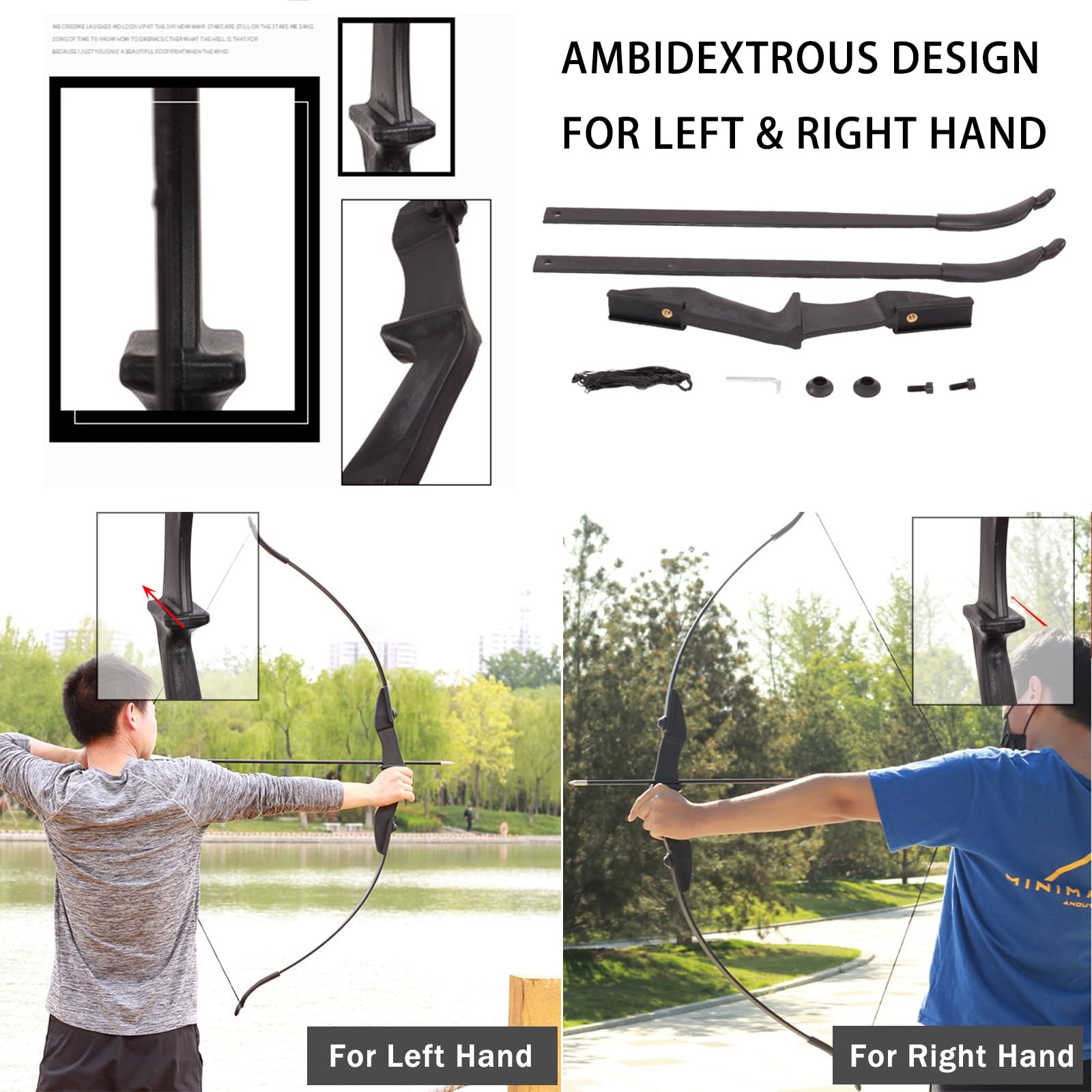 Recurve Bow and Arrow Set for Adults & Youth 20 30 40lb, Takedown Archery Kit...