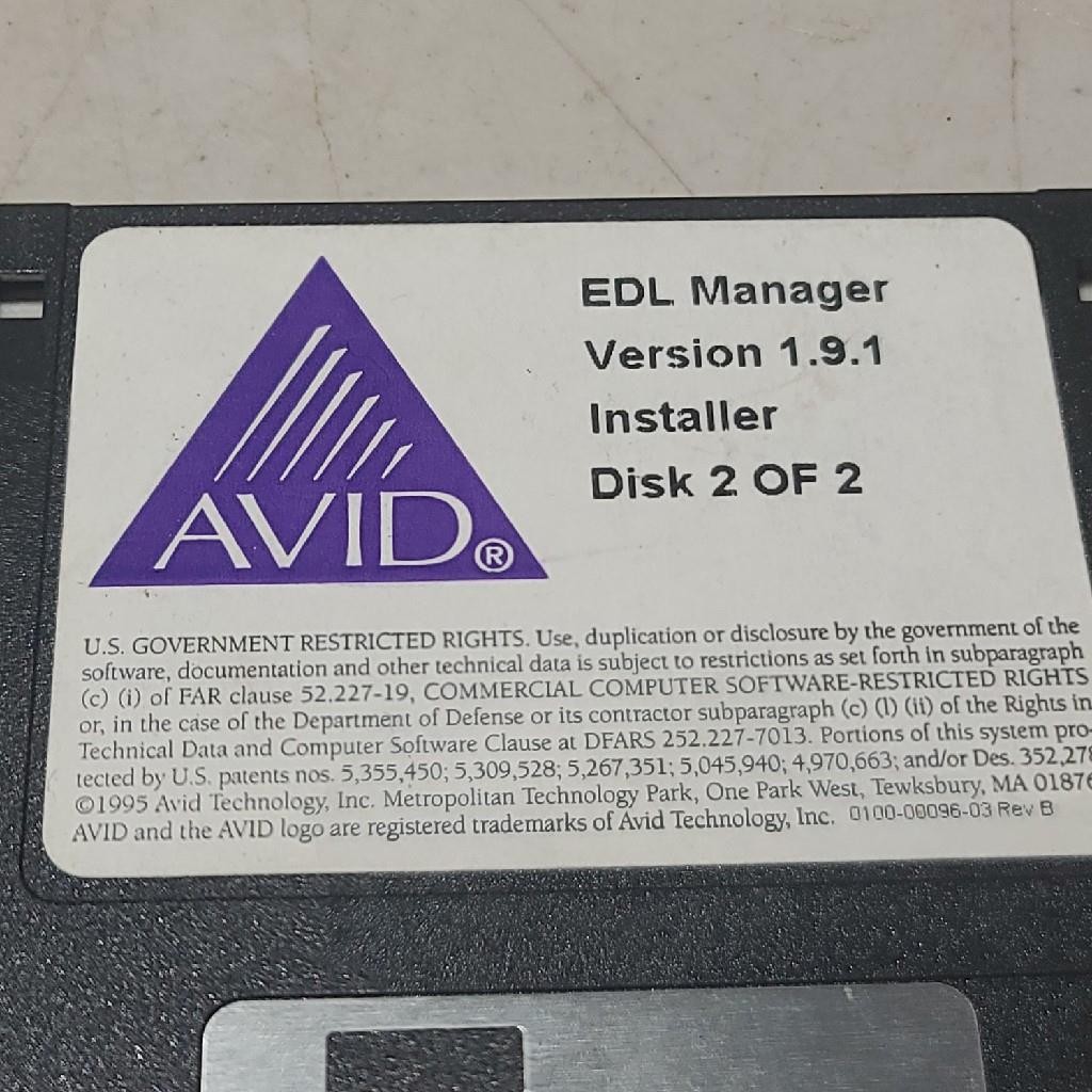 AVID EDL Manager Version 1.9.1 Installer Disk 1 & 2