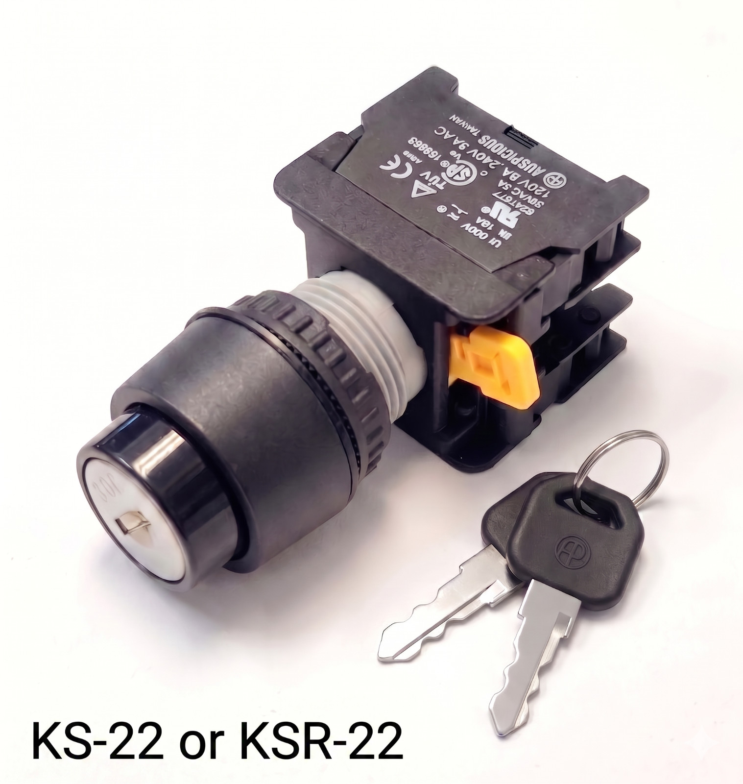 KS22 Maintained / KSR22 Momentary  22mm Key Lock Switches, 2P or 3P selection