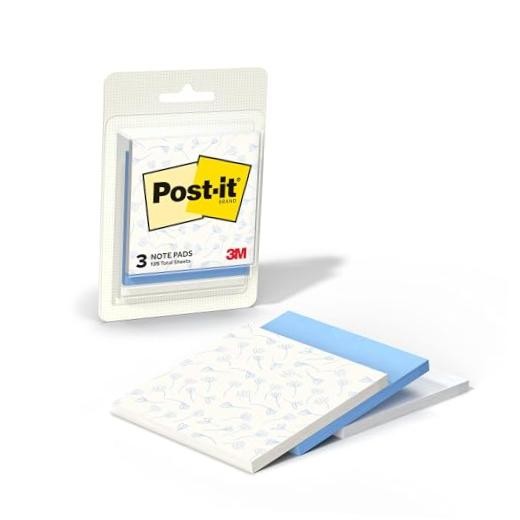 Post-it Polished Patterns Sticky Notes Design Featuring 1 Floral Blue Cottage