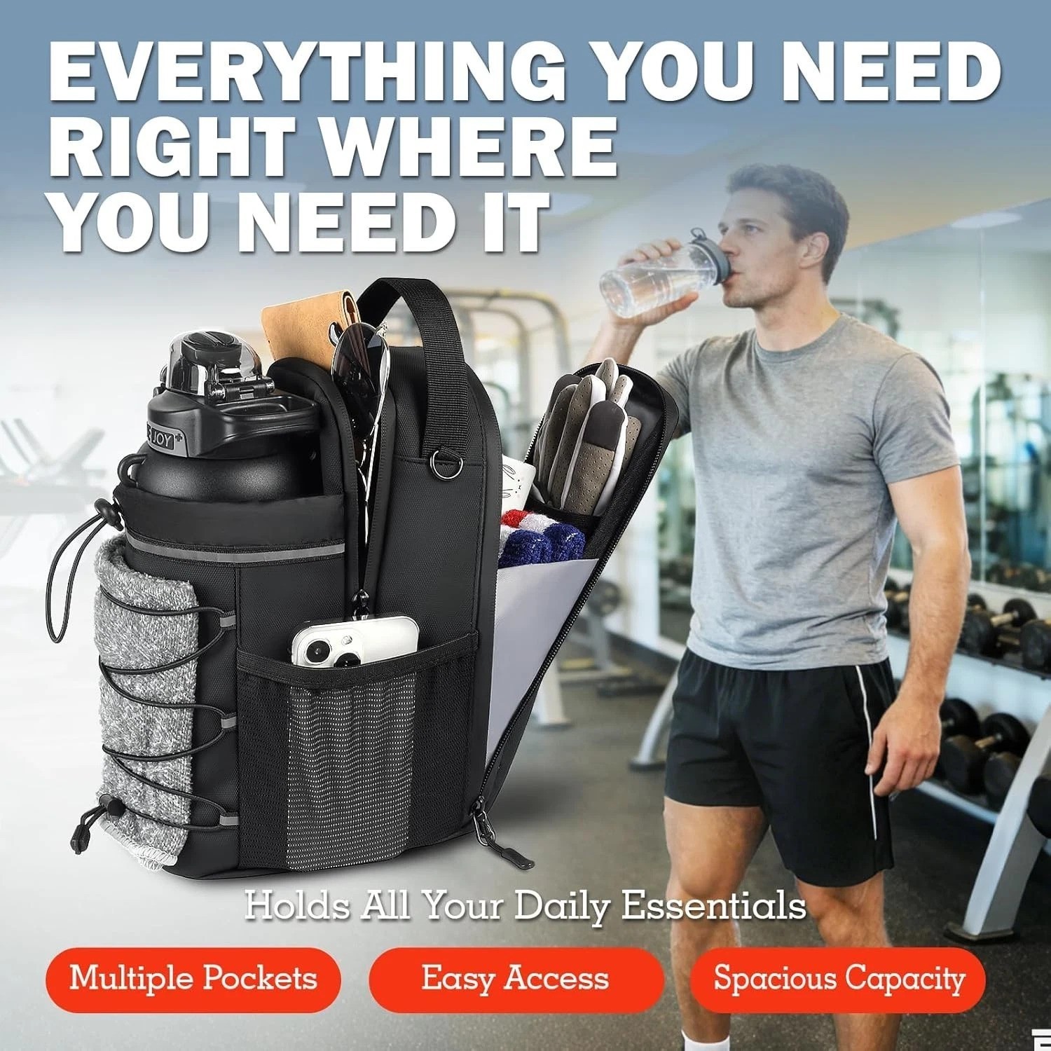 Magnetic Gym Bag, Super Strong Magnetic Gym Water Bottle Bag with 4KG Weight ...