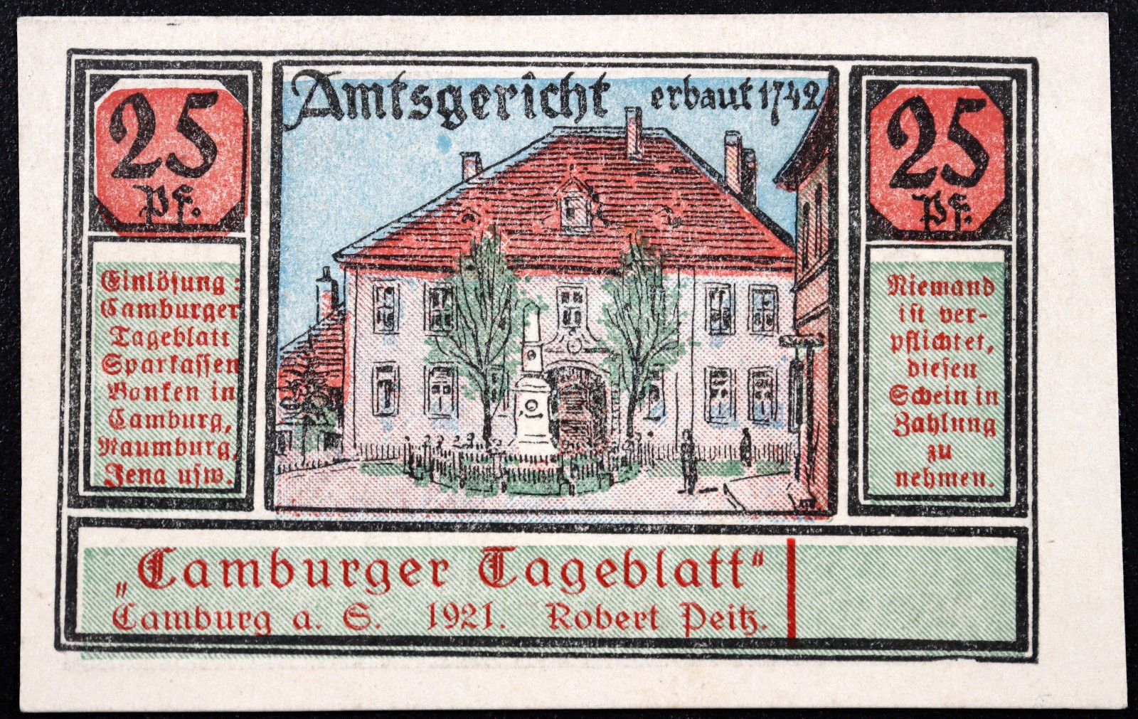 CAMBURG 1921 RARE "Camburger Tageblatt" Complete set of one German Notgeld