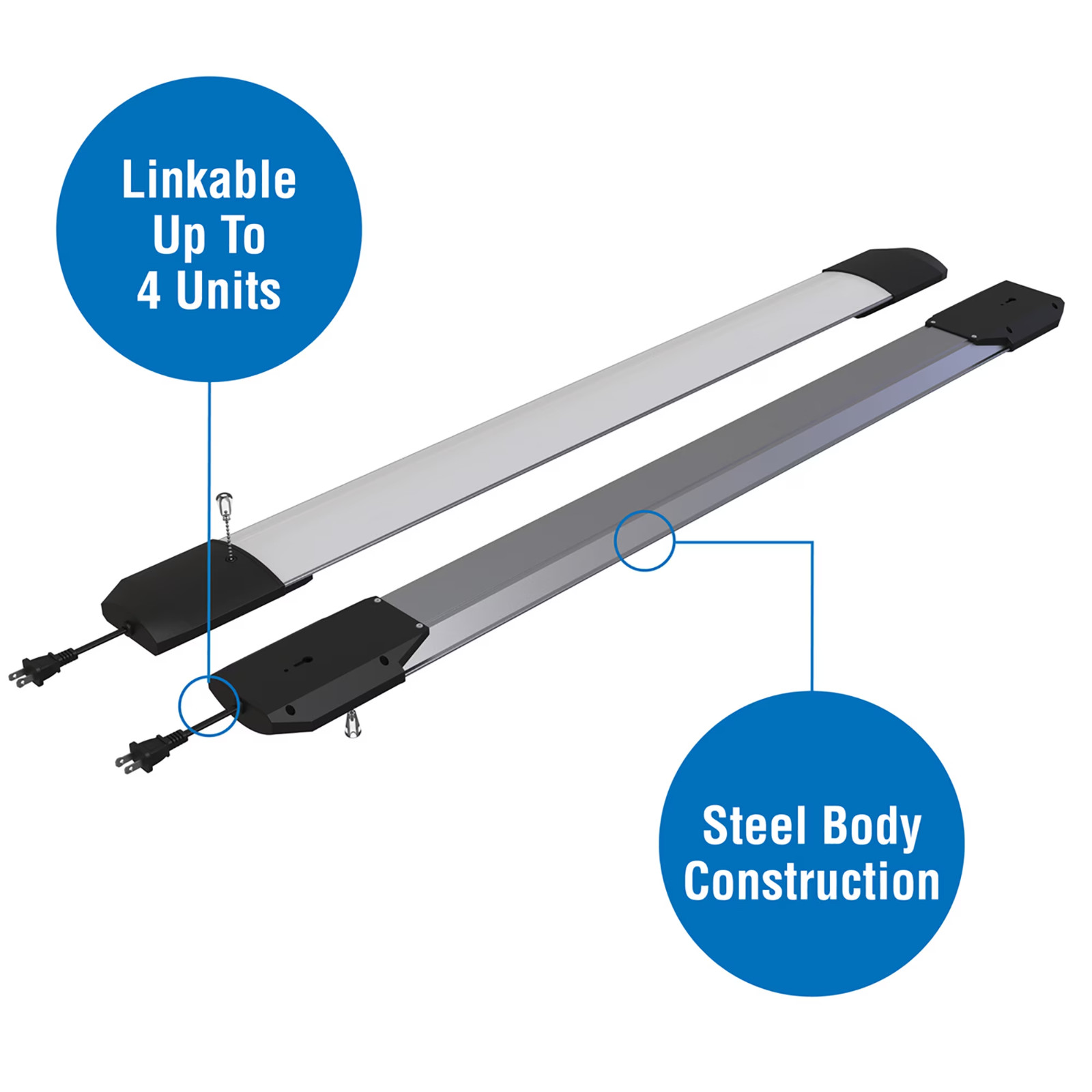 (2 pack) Hyper Tough 5500 Lumen 4ft Linkable LED Shop Light