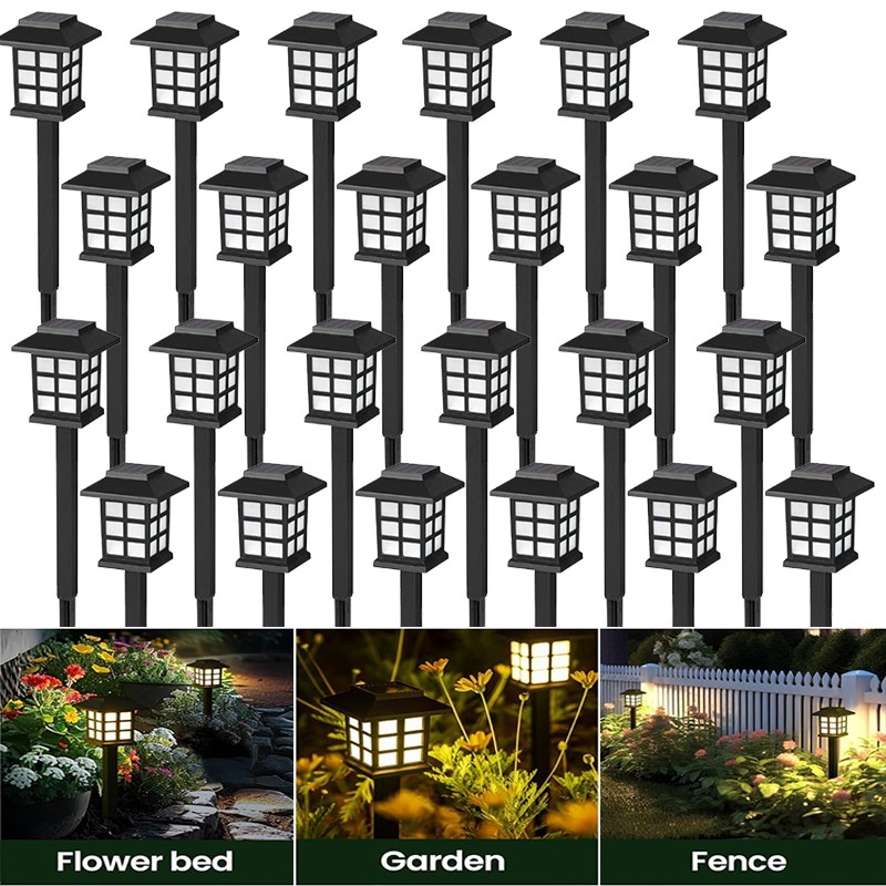 2-24X Solar LED Pathway Lights Outdoor Waterproof Walkway Garden Landscape Decor