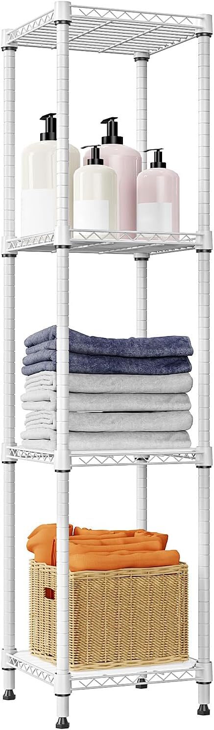 4 Tier Stackable Storage Kitchen Wire Shelves Steel Organizer Pantry Garage Rack