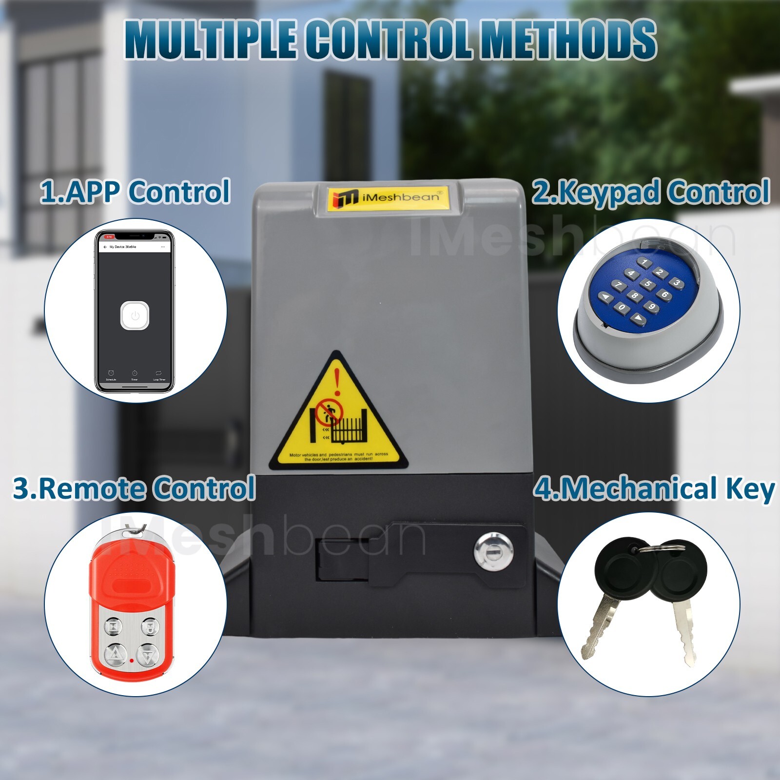 1200W 5000lbs Sliding Gate Opener Automatic Motor Rack Driven APP Control 4 Remo