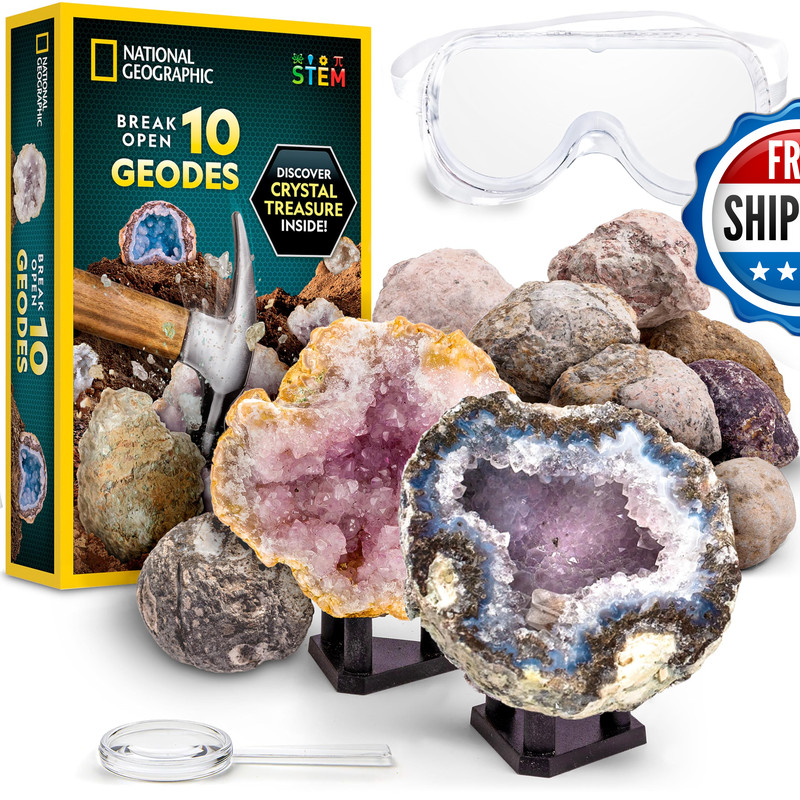 Blue Marble National Geographic Break Open 10 Premium Geodes Includes Goggles 2