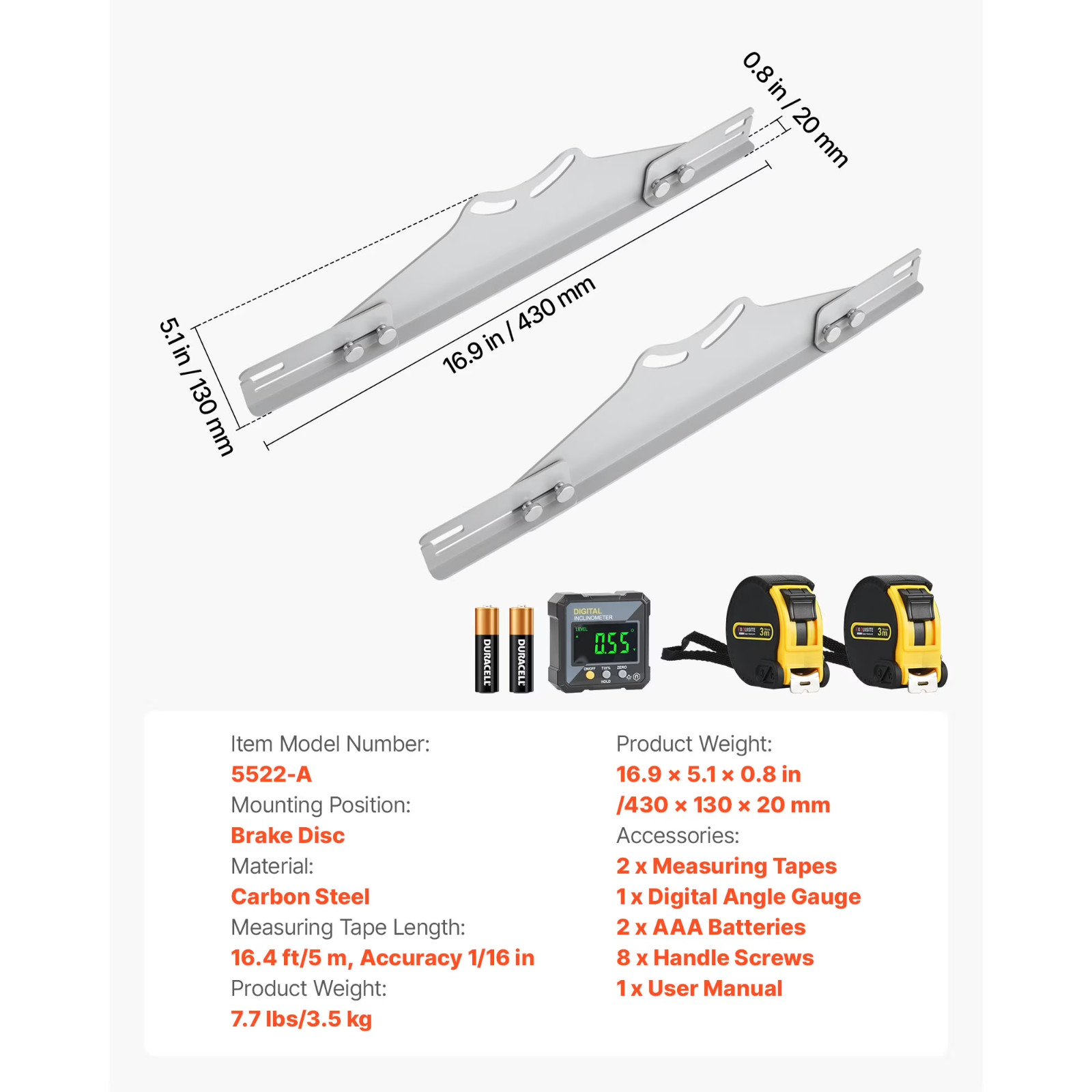 Wheel Alignment Tool, 2PCS Carbon Steel Heavy Duty Toe & Camber Alignment Plates