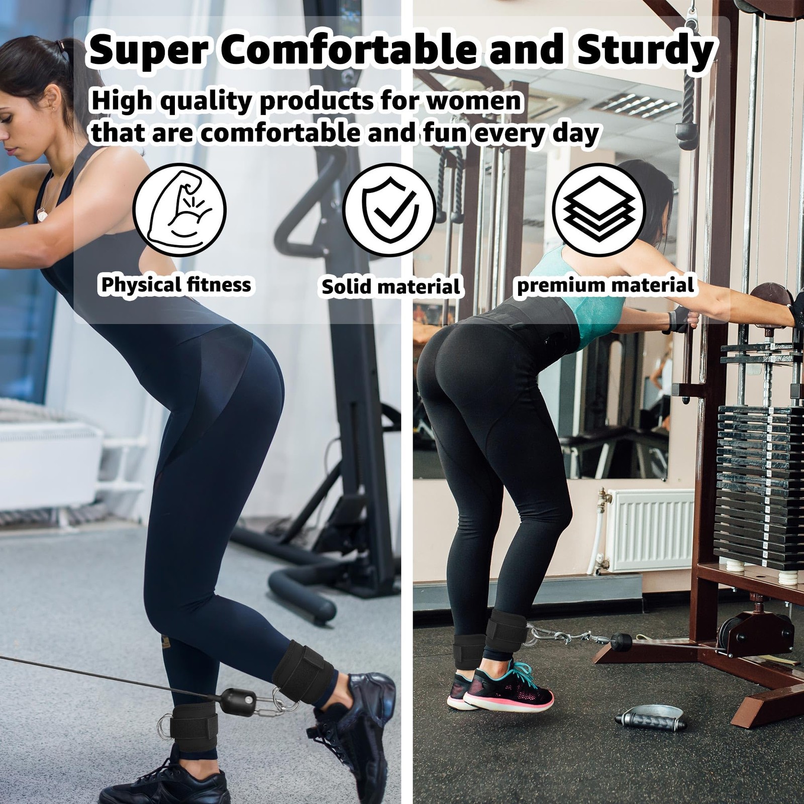 Adjustable Ankle Straps for Cable Machines Glute Kickbacks & Leg Workouts