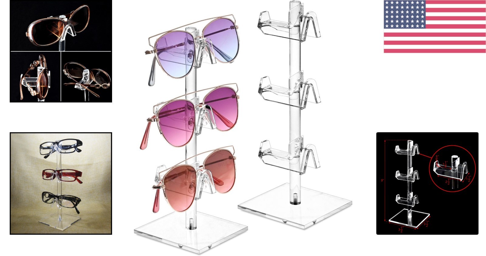 Acrylic 2-Piece Eyewear Stand for 6 Frames - Stylish and Functional
