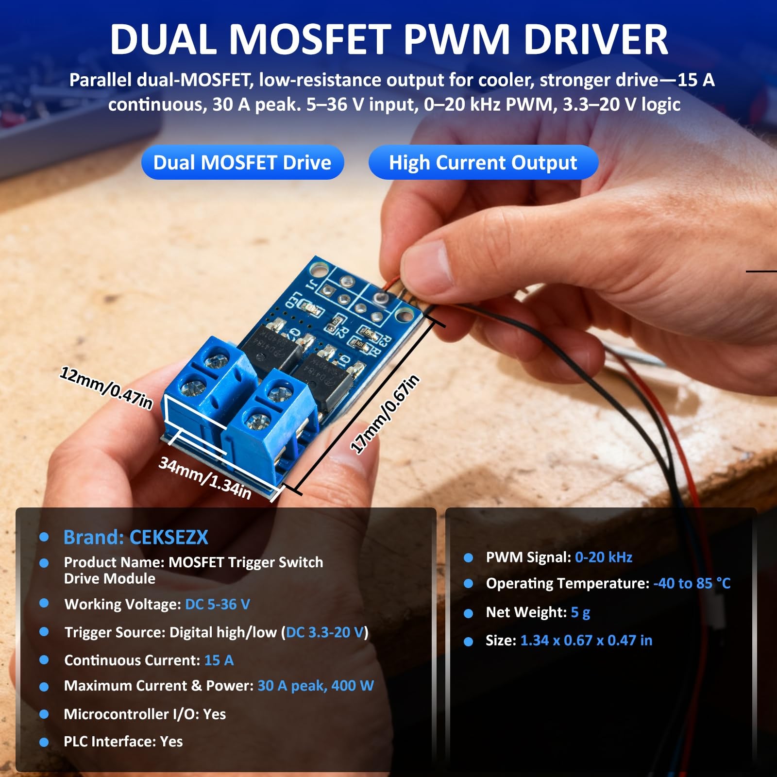 6 PCS Dual HighPower MOSFET Trigger Switch Drive Module, Upgrade 020KHz PWM A...