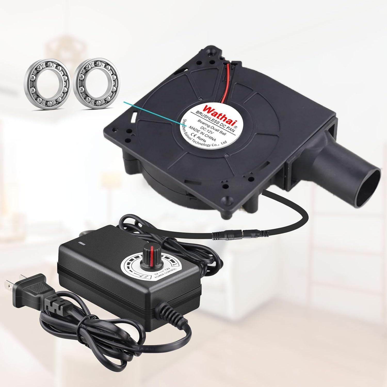 Compact 12V Squirrel Cage Blower Fan with Variable Speed - BBQ & Airflow Control