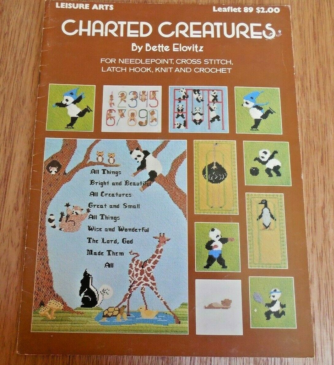 EUC Vntg 1976 Leisure Arts Needlepoint/Cross Stitch "Charted Creatures" Leaflet