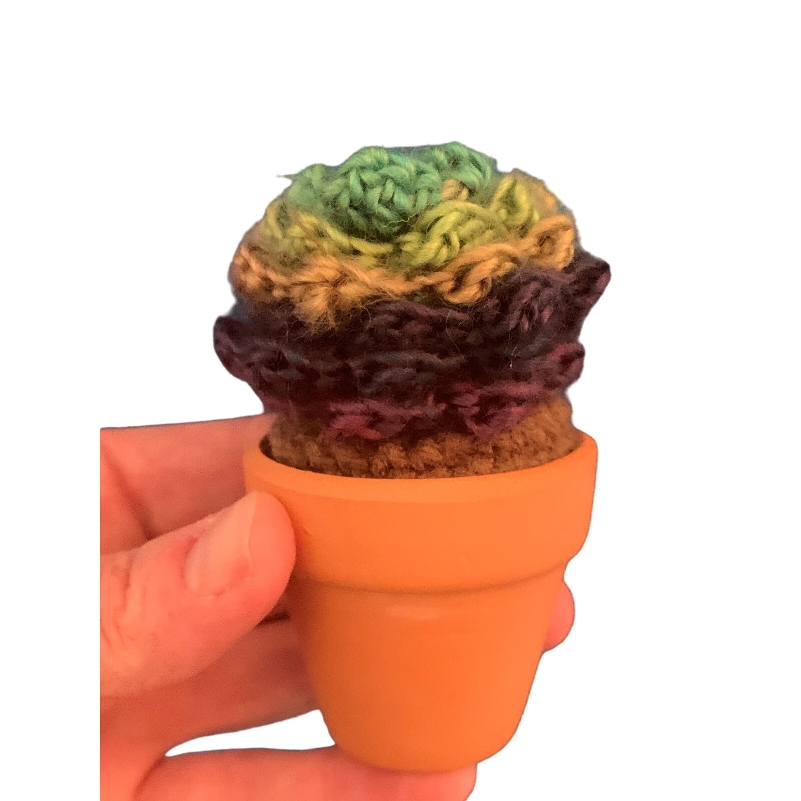 Mini Leafy Handmade Succulent - Crochet Plant in 2” Flower Pot