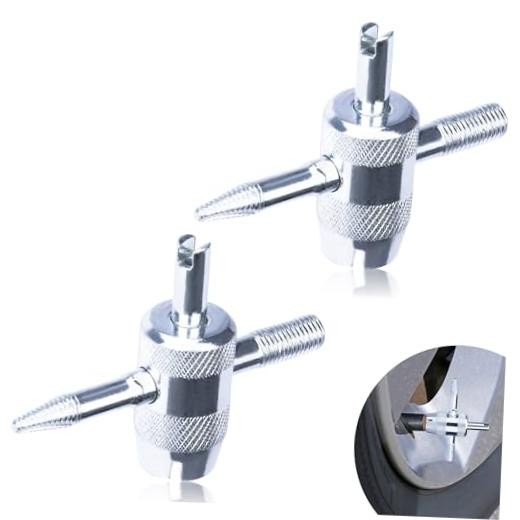 2 PCS 4-Way Tire Valve Stem Removal Tool, 4-in-1 Valve Core Removal Tool,