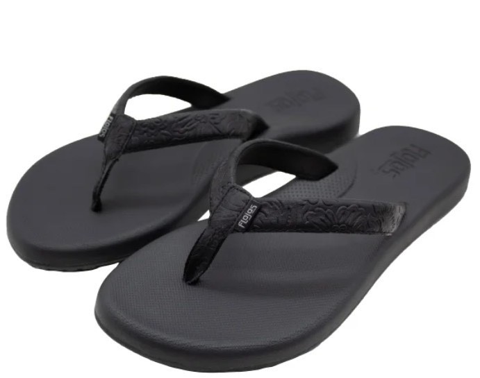 New Flojos Women's Flip Flops Sandals Slip On Comfort Black Artisan Size 8 M US
