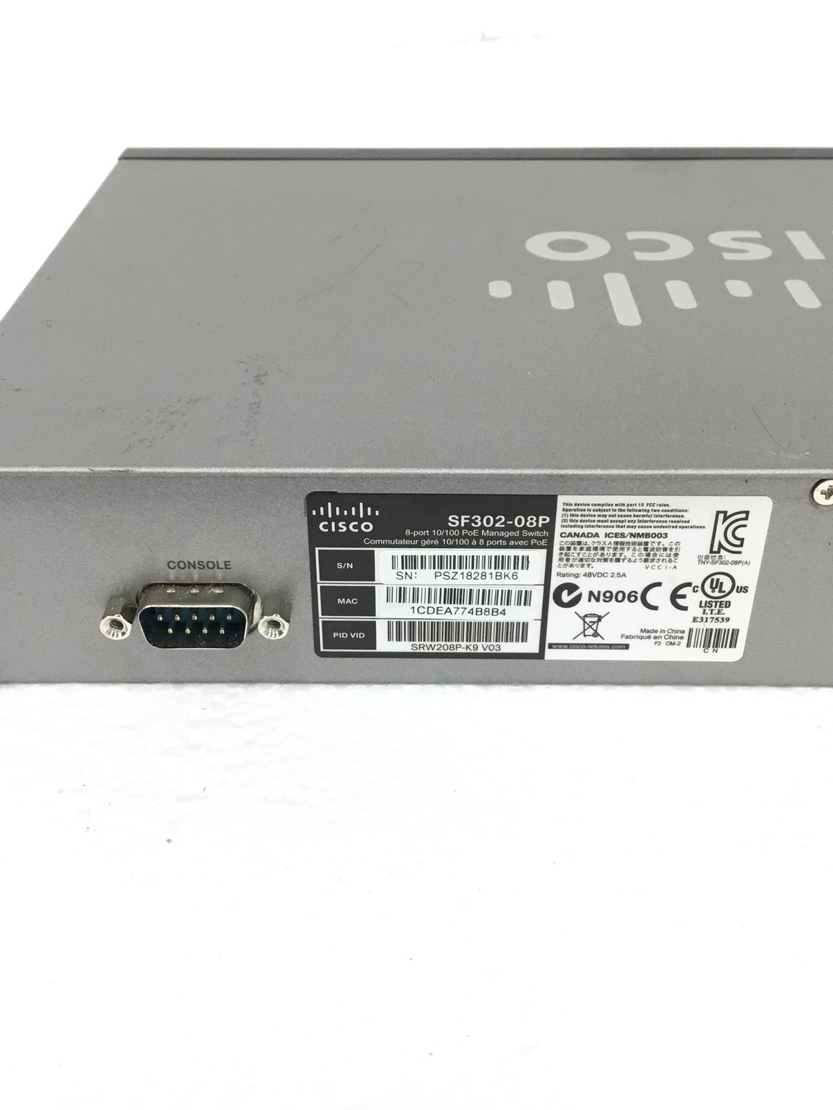 CISCO SF302-08P 8-Port 10/100 POE Network Managed Switch,WORKING,FREE SHIP,QTY