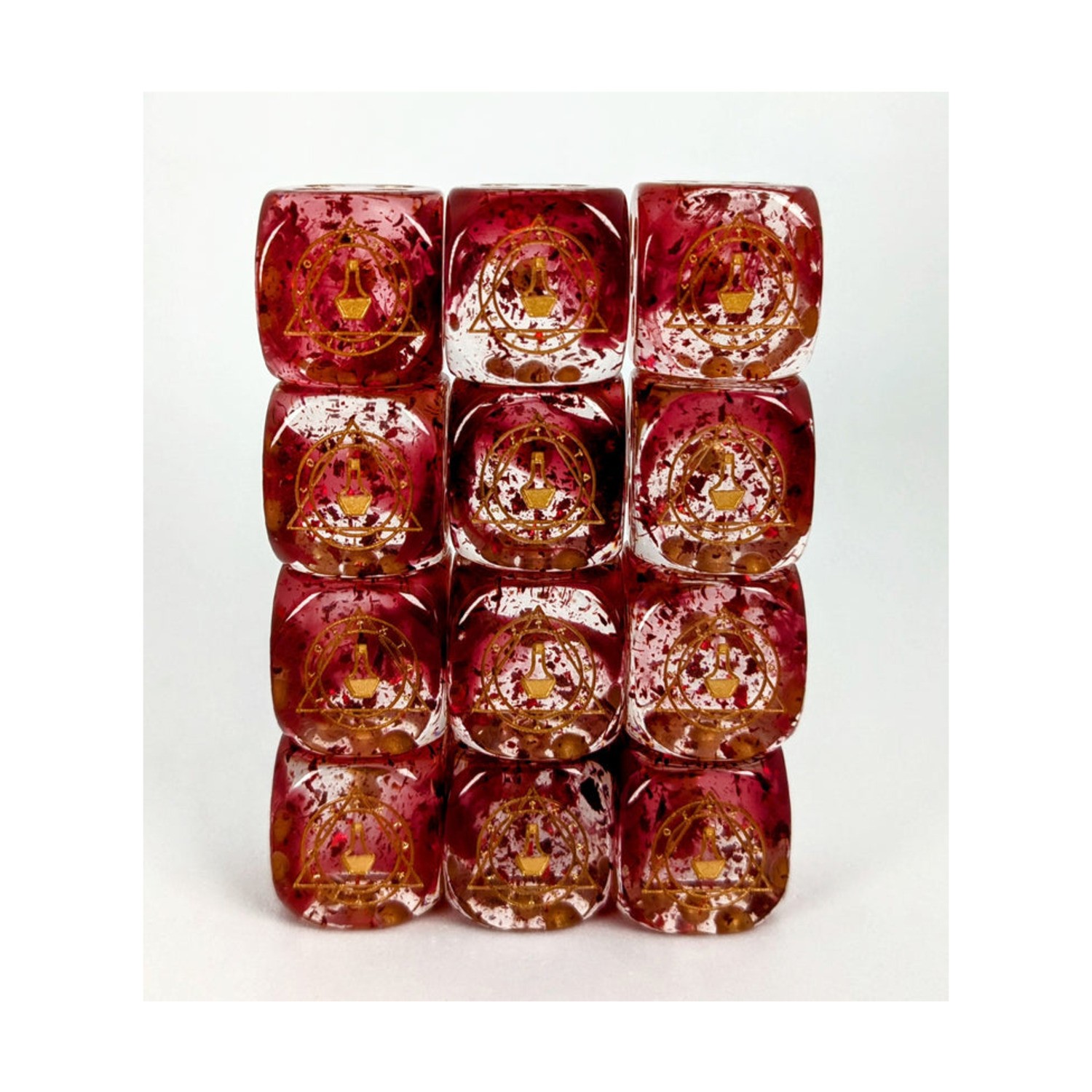 R4I Diffusion Dice d6 18mm Alchemist's Stone w/Gold Pips & Symbol (12) New