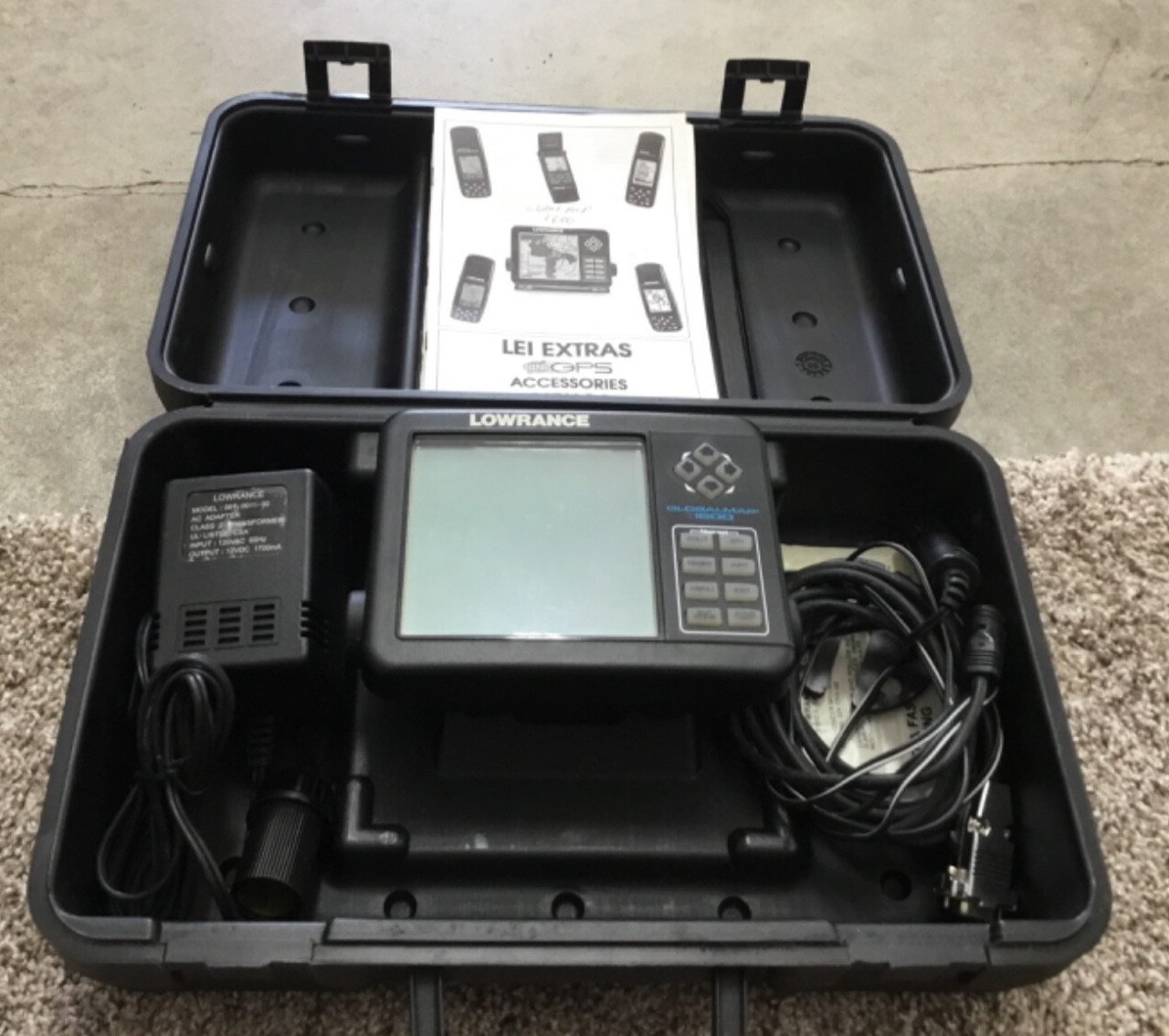 LOWRANCE GlobalMap 1600 Fish Finder GPS Power Cable Storage Box - No Transducer