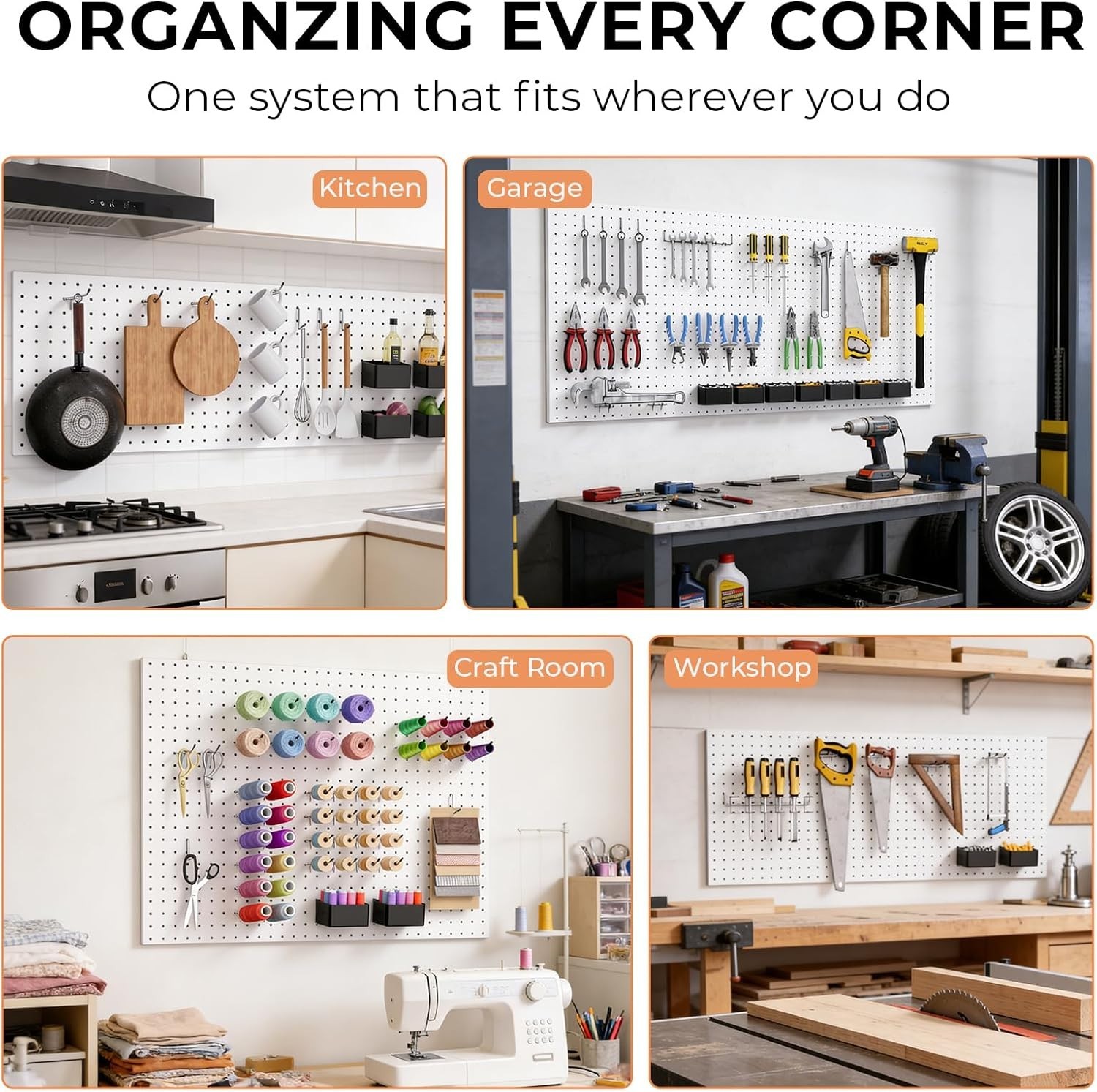 Industrial Pegboard Accessories Set - 120PCS Adjustable Tool Storage Solutions