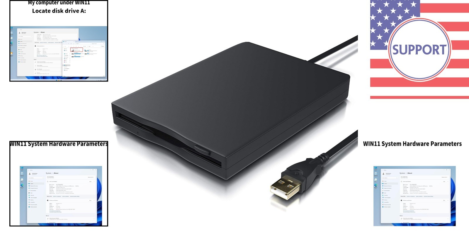 USB Floppy Drive Reader Portable 3.5-Inch 1.44 MB for Easy File Access - Black