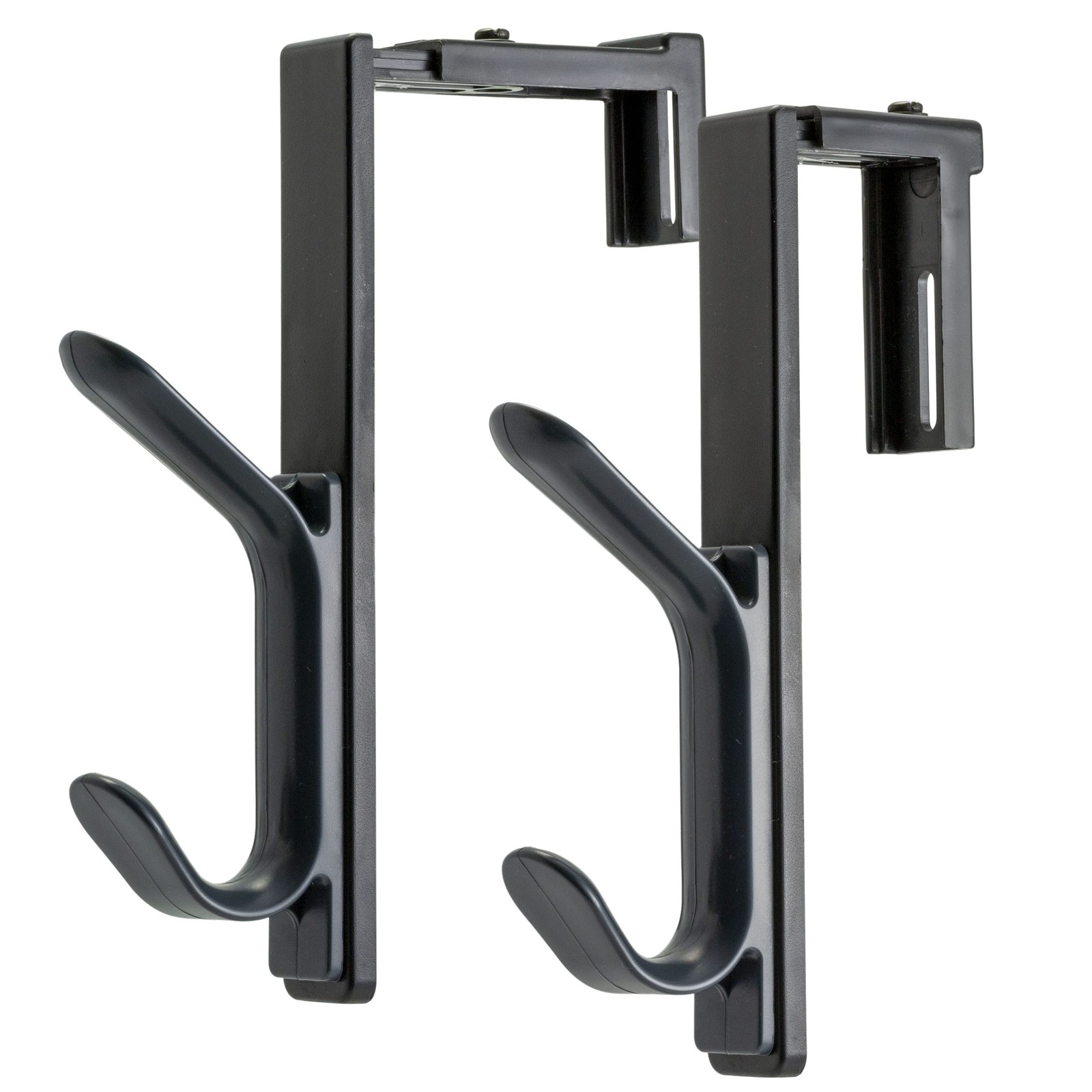 Officemate Double Coat Hooks for Cubicle Panels, Adjustable, 2 Pack, Black