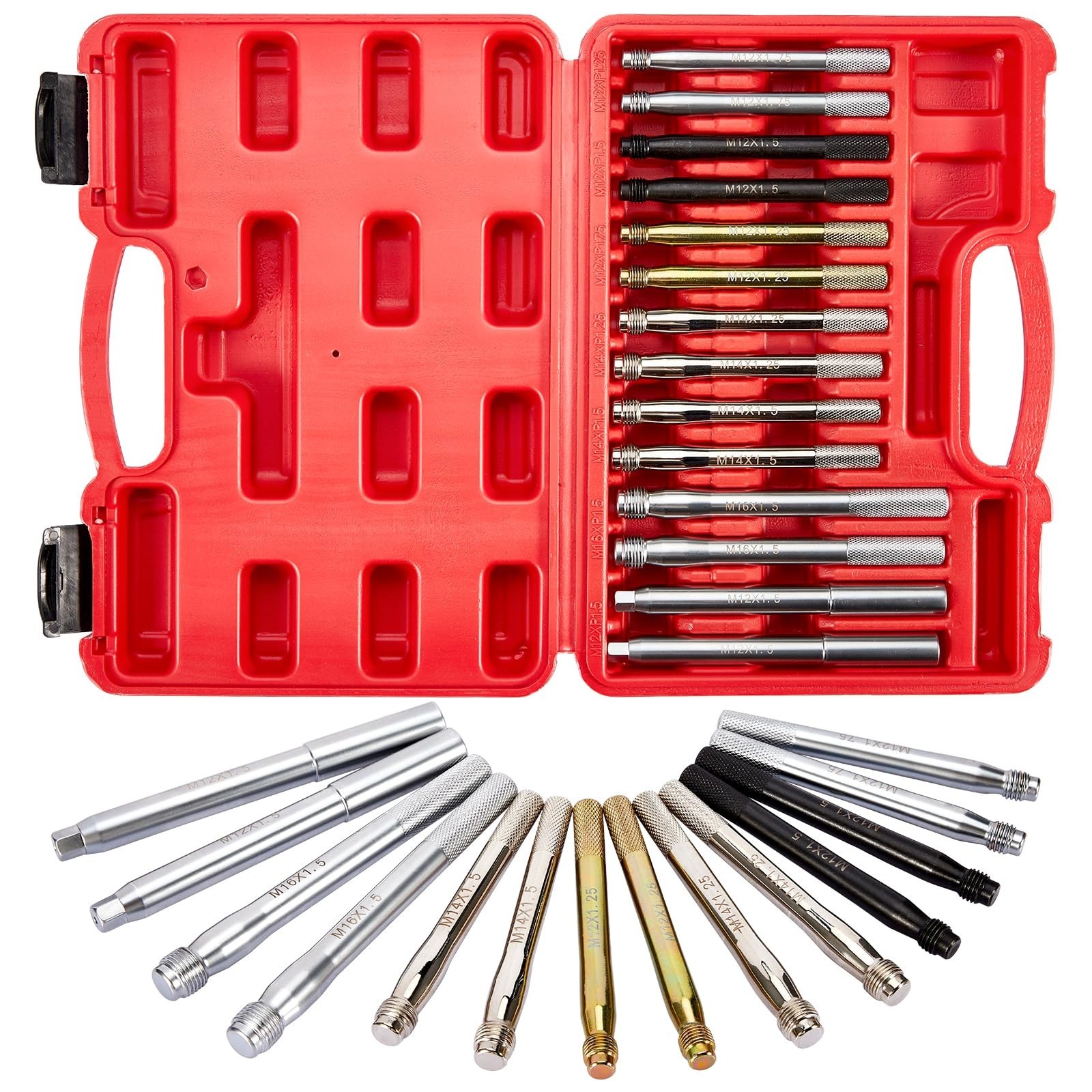 14Pcs Wheel Alignment Tool Set - Stud Pilot Pins & Hub Positioning Rods for Tire