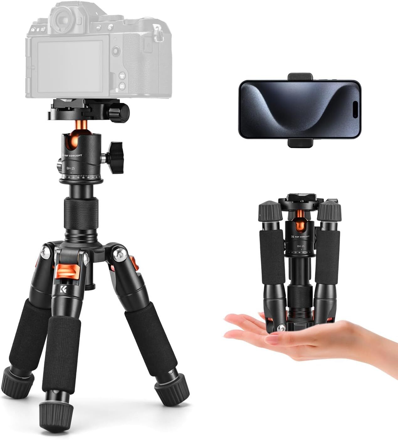 K&F CONCEPT Mini Desktop Tripod Desk Tripod w/ 360° Ball Head for Camera Video