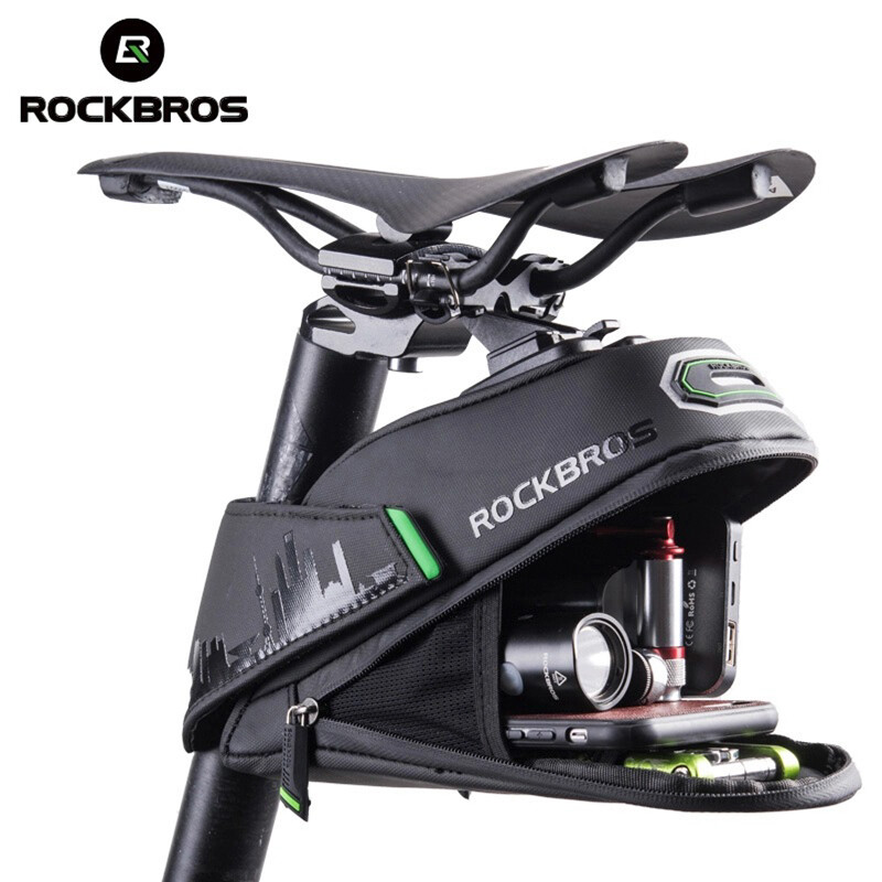 ROCKBROS Cycling Bike Tail Bag Rainproof MTB Bike Safty Refletive Saddl Bag US