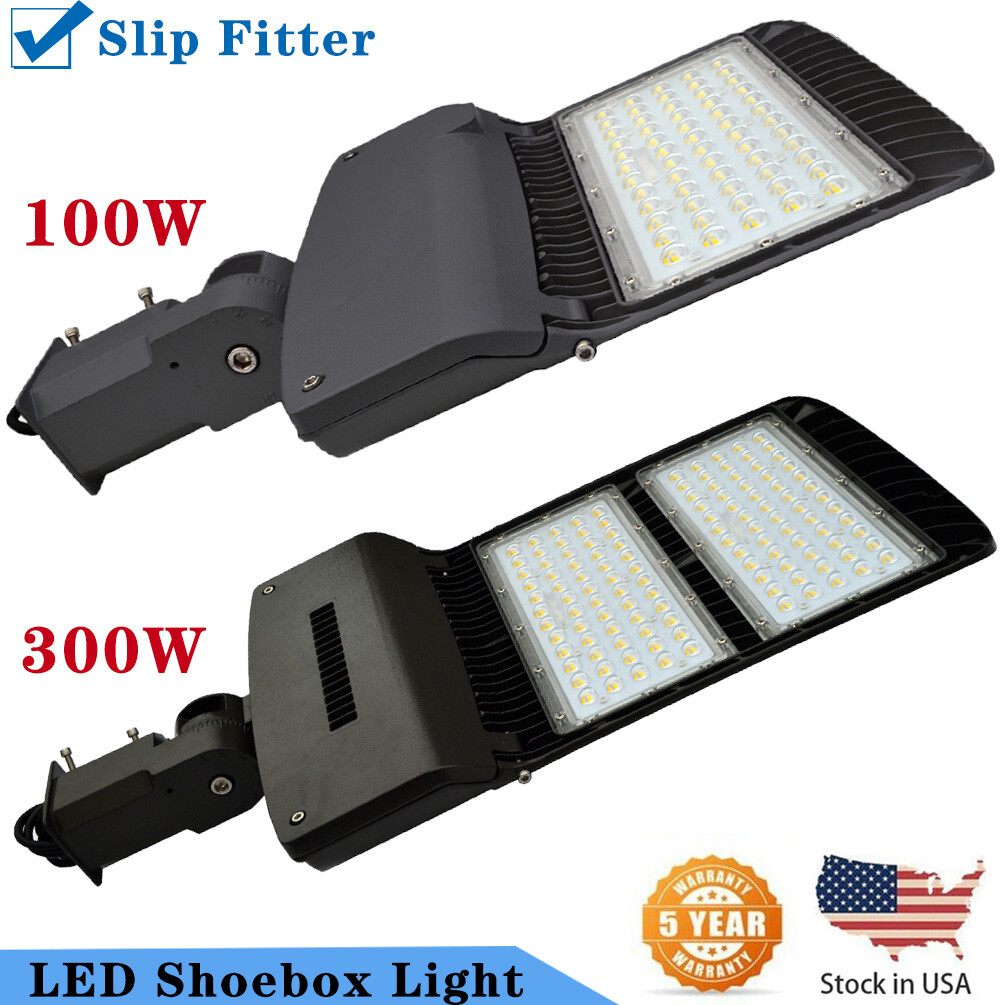 100W 300W LED Shoebox Parking Lot Light Outdoor Street Area Pole Lighting 5000K