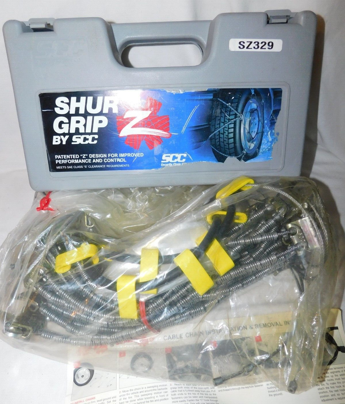 SZ329 SHUR GRIP Z Cable Tire Chains, 1 Pair - Never Used