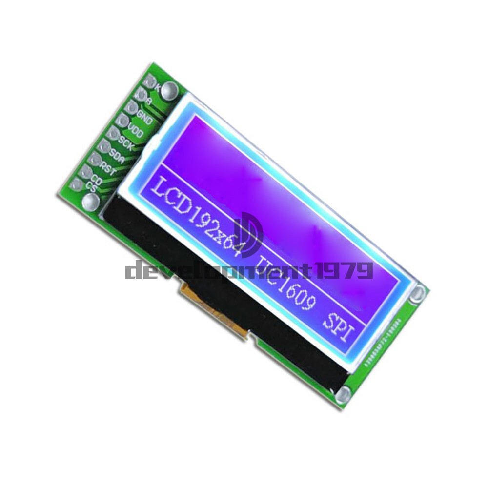 Blue 2" 192x64 Graphic LCD Display Module UC1609 SPI 5V
