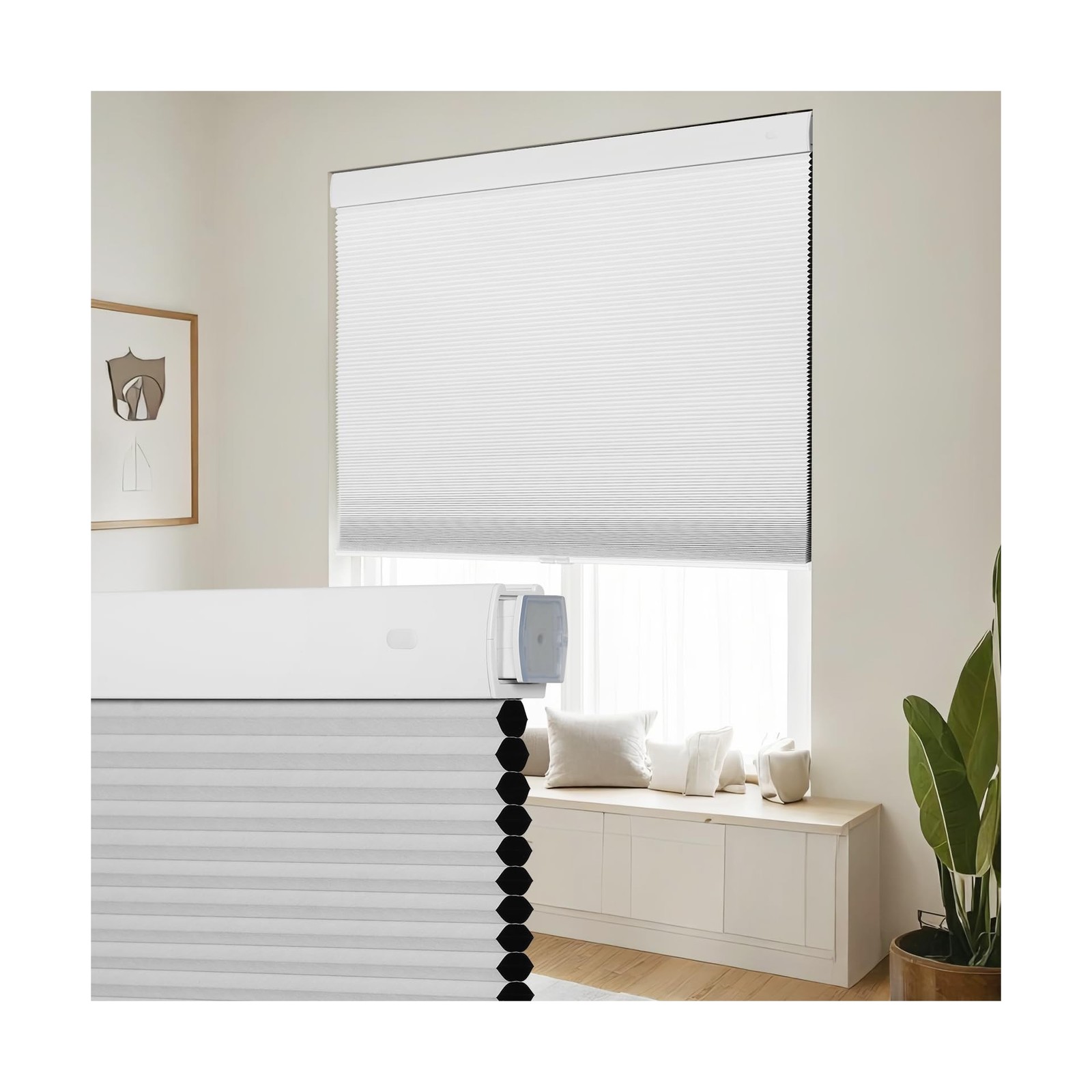 SEEYE No Drill Cordless Cellular Shades, Blackout Honeycomb Bli... USA FAST SHIP