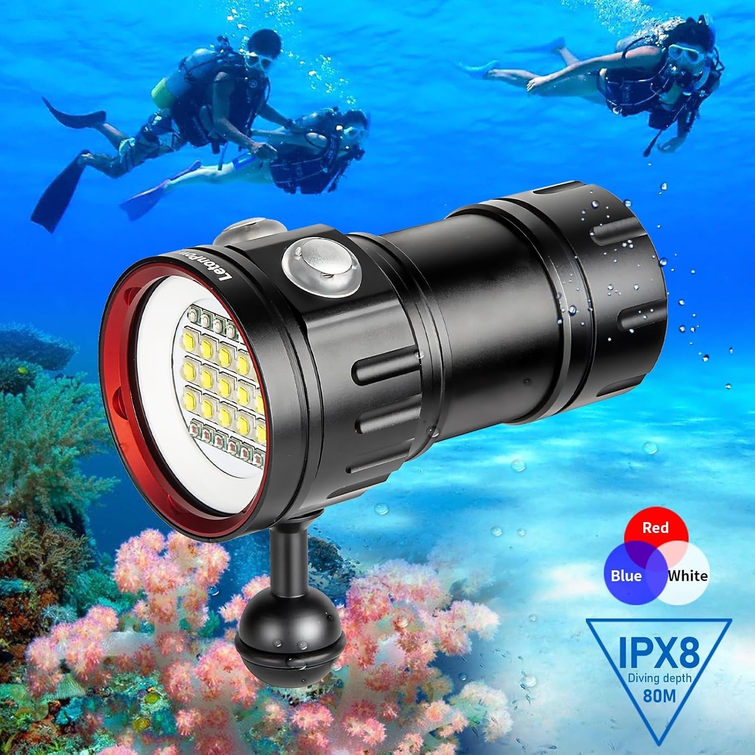 Scuba Diving Flashlight 8000Lumens Underwater Video Lights