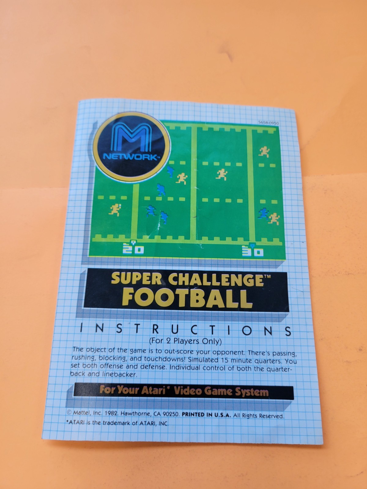 Super Challenge Football Manual Atari 2600 M Network