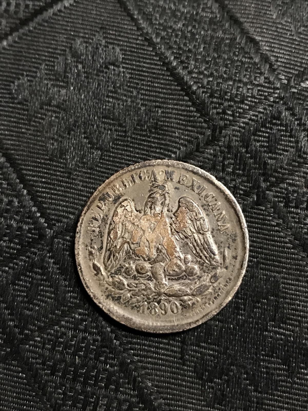 1890 Go R Mexico Silver 25 Centavos Circulated